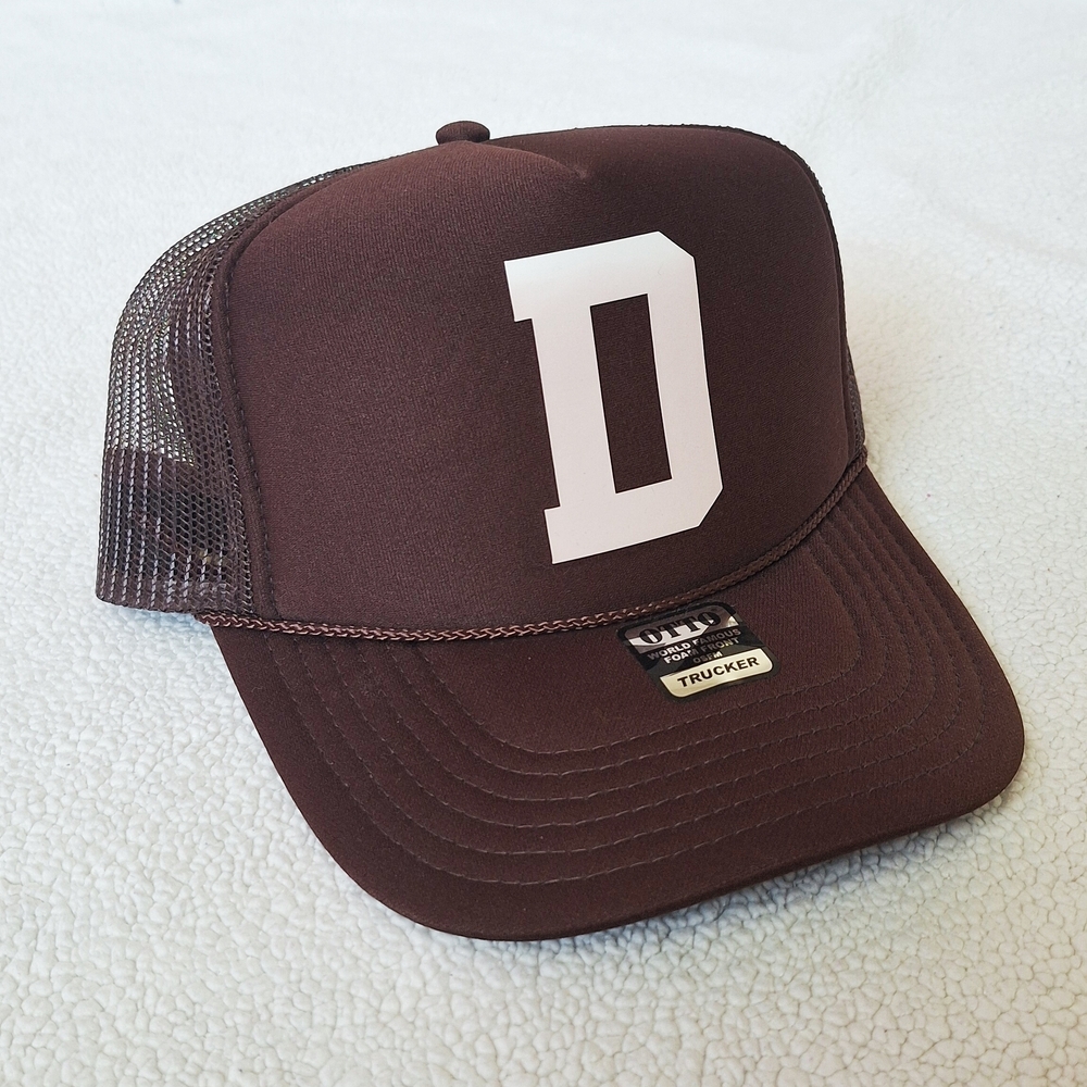 Disney Inspired DIY Trucker Hat with White D Letter